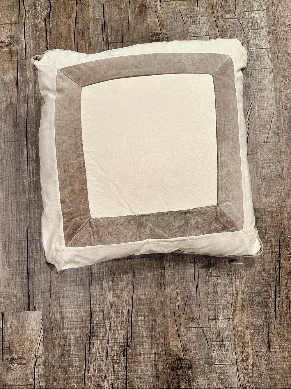 Color Block Accent Pillow in Cream & Brown